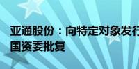 亚通股份：向特定对象发行A股股票获上海市国资委批复