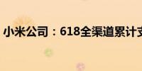 小米公司：618全渠道累计支付金额破103亿