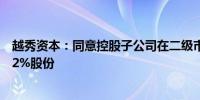 越秀资本：同意控股子公司在二级市场购买越秀地产不超过2%股份