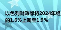 以色列财政部将2024年经济增长预期从之前的1.6%上调至1.9%