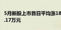 5月新股上市首日平均涨188%单签浮盈最高2.17万元