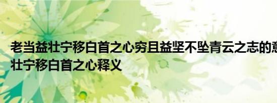 老当益壮宁移白首之心穷且益坚不坠青云之志的意思 老当益壮宁移白首之心释义