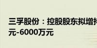 三孚股份：控股股东拟增持公司股份3000万元-6000万元