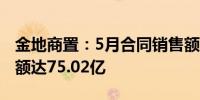 金地商置：5月合同销售额约19.1亿累计销售额达75.02亿