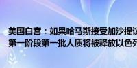 美国白宫：如果哈马斯接受加沙提议我们可以开始执行协议第一阶段第一批人质将被释放以色列将从人口中心撤军