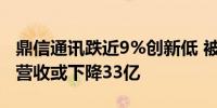 鼎信通讯跌近9%创新低 被国家电网拉黑2年 营收或下降33亿