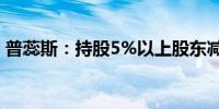 普蕊斯：持股5%以上股东减持计划提前终止