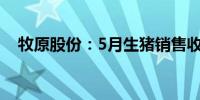 牧原股份：5月生猪销售收入104.50亿元