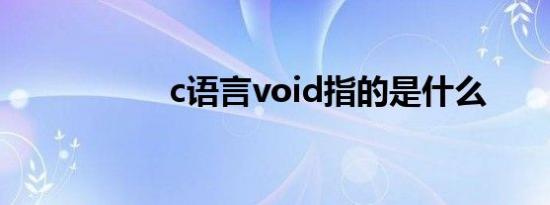 c语言void指的是什么