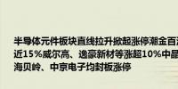 半导体元件板块直线拉升掀起涨停潮金百泽20cm封板涨停台基股份涨近15%威尔高、逸豪新材等涨超10%中晶科技、协和电子、立昂微、上海贝岭、中京电子均封板涨停