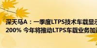 深天马A：一季度LTPS技术车载显示产品出货量同比增长超200% 今年将推动LTPS车载业务加速发展