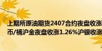 上期所原油期货2407合约夜盘收涨1.11%报576.30元人民币/桶沪金夜盘收涨1.26%沪银收涨1.30%