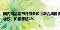 国内商品期市开盘多数上涨合成橡胶涨超7%20号胶涨超5%橡胶、沪银涨超4%