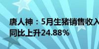 唐人神：5月生猪销售收入合计58,044万元 同比上升24.88%