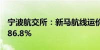 宁波航交所：新马航线运价较年内低位上涨286.8%