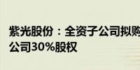 紫光股份：全资子公司拟购买新华三集团有限公司30%股权