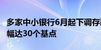 多家中小银行6月起下调存款挂牌利率 最大降幅达30个基点