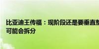 比亚迪王传福：现阶段还是要垂直整合回归到管理推动后也可能会拆分