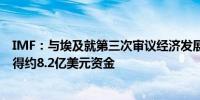 IMF：与埃及就第三次审议经济发展框架达成协议埃及将获得约8.2亿美元资金