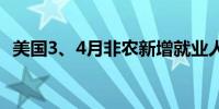 美国3、4月非农新增就业人数下修1.5万人