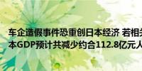 车企造假事件恐重创日本经济 若相关车型停止出货4个月 日本GDP预计共减少约合112.8亿元人民币