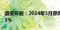 潞安环能：2024年5月原煤产量同比下降8.75%