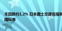 丰田跌约1.2% 日本国土交通省指其认证问题同样违反联合国标准