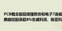 PCB概念股延续强势协和电子7连板得润电子涨停东山精密、鹏鼎控股涨超8%东威科技、骏亚科技等涨幅居前