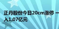 正丹股份今日20cm涨停 一机构专用席位净买入1.07亿元