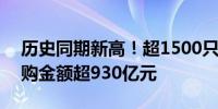 历史同期新高！超1500只A股年内已实施回购金额超930亿元