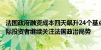 法国政府融资成本四天飙升24个基点美联储政策会议开幕之际投资者继续关注法国政治局势