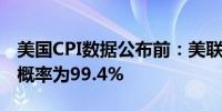 美国CPI数据公布前：美联储今晚按兵不动的概率为99.4%