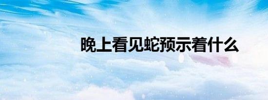 晚上看见蛇预示着什么