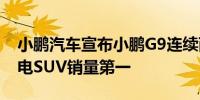 小鹏汽车宣布小鹏G9连续两月蝉联中大型纯电SUV销量第一