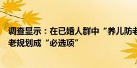 调查显示：在已婚人群中“养儿防老”不再受到广泛认可养老规划成“必选项”