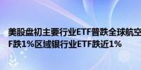 美股盘初主要行业ETF普跌全球航空业ETF跌1.7%银行业ETF跌1%区域银行业ETF跌近1%