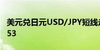 美元兑日元USD/JPY短线走高60点现报157.53