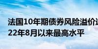 法国10年期债券风险溢价达到71个基点为2022年8月以来最高水平