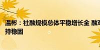 温彬：社融规模总体平稳增长金 融对实体经济的支持力度保持稳固