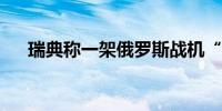 瑞典称一架俄罗斯战机“入侵”其领空