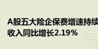 A股五大险企保费增速持续提升 前5个月累计收入同比增长2.19%