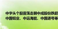 中字头个股震荡走弱中成股份跌超8%中煤能源、中纺标、中国铝业、中远海能、中国通号等跌幅居前