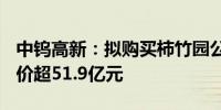 中钨高新：拟购买柿竹园公司100%股权交易价超51.9亿元