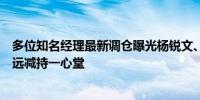 多位知名经理最新调仓曝光杨锐文、乔迁调仓国力股份万民远减持一心堂