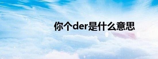 你个der是什么意思