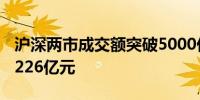 沪深两市成交额突破5000亿元 较上一日缩量226亿元