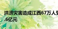 洪涝灾害造成江西67万人受灾直接经济损失6.6亿元