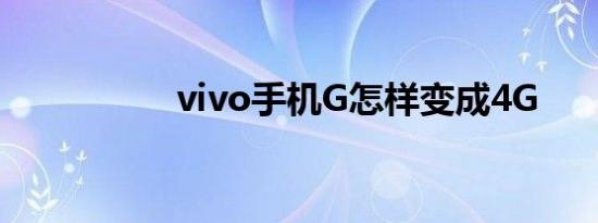 vivo手机G怎样变成4G