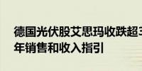 德国光伏股艾思玛收跌超30%该公司下调全年销售和收入指引