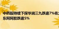 中药股持续下探华润三九跌逾7%佐力药业跌逾6%健民集团、东阿阿胶跌逾5%